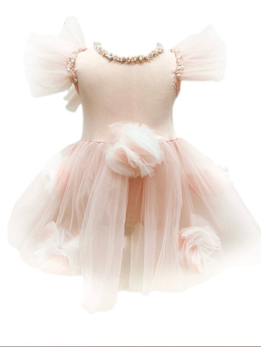NWT! Girls' Pink Tulle Pearl-Trim Formal Dress
